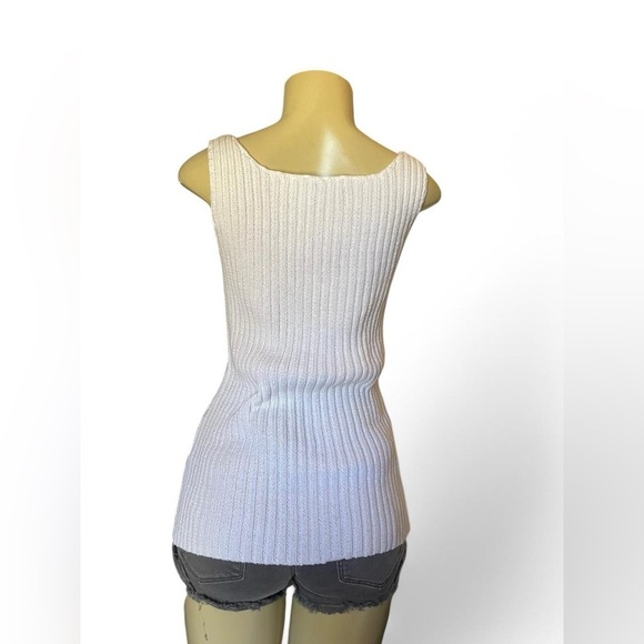 Lauren Ralph Lauren White Ribbed Sleeveless Tank Top - Picture 2 of 8